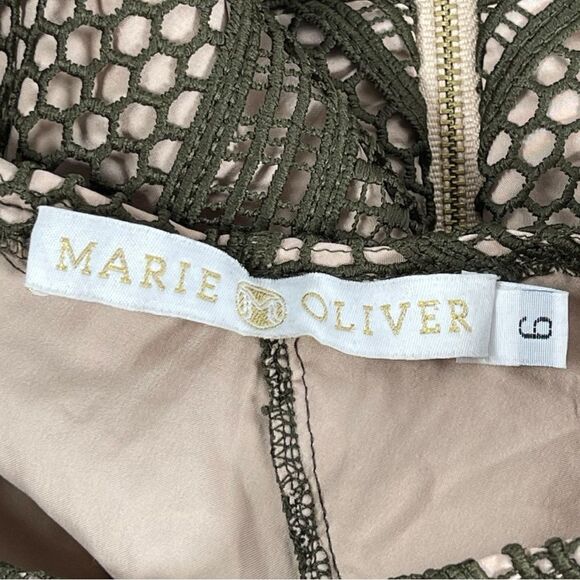 Marie Oliver Hunter Green Lace Sleeveless Flounce Mini Cocktail Dress Size 6 - Picture 4 of 8